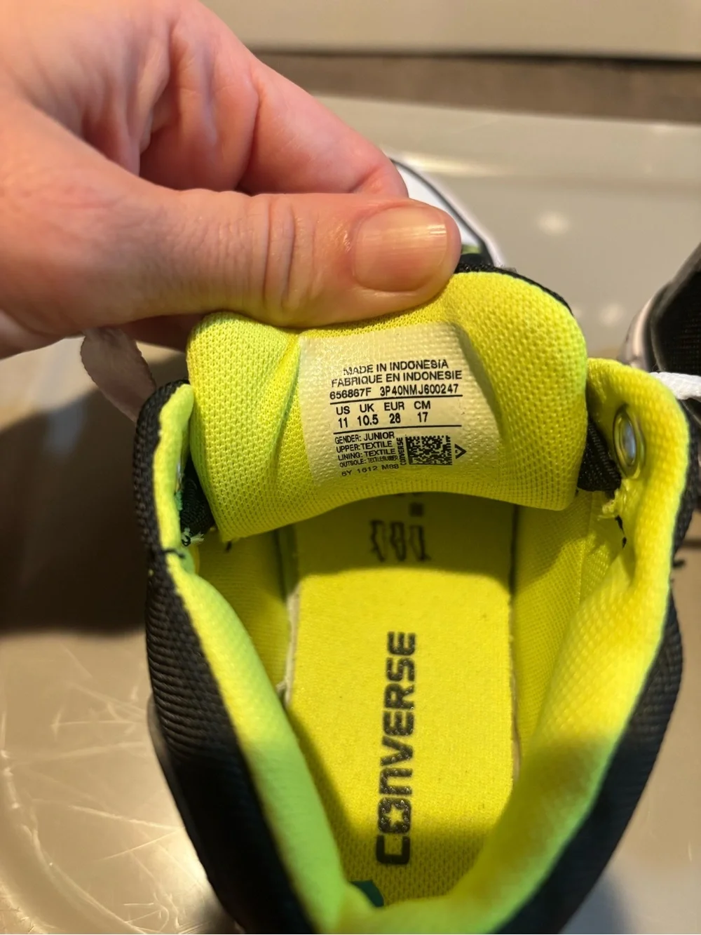 Converse Kids Black with Neon Yellow Accent Low-Top Sneakers